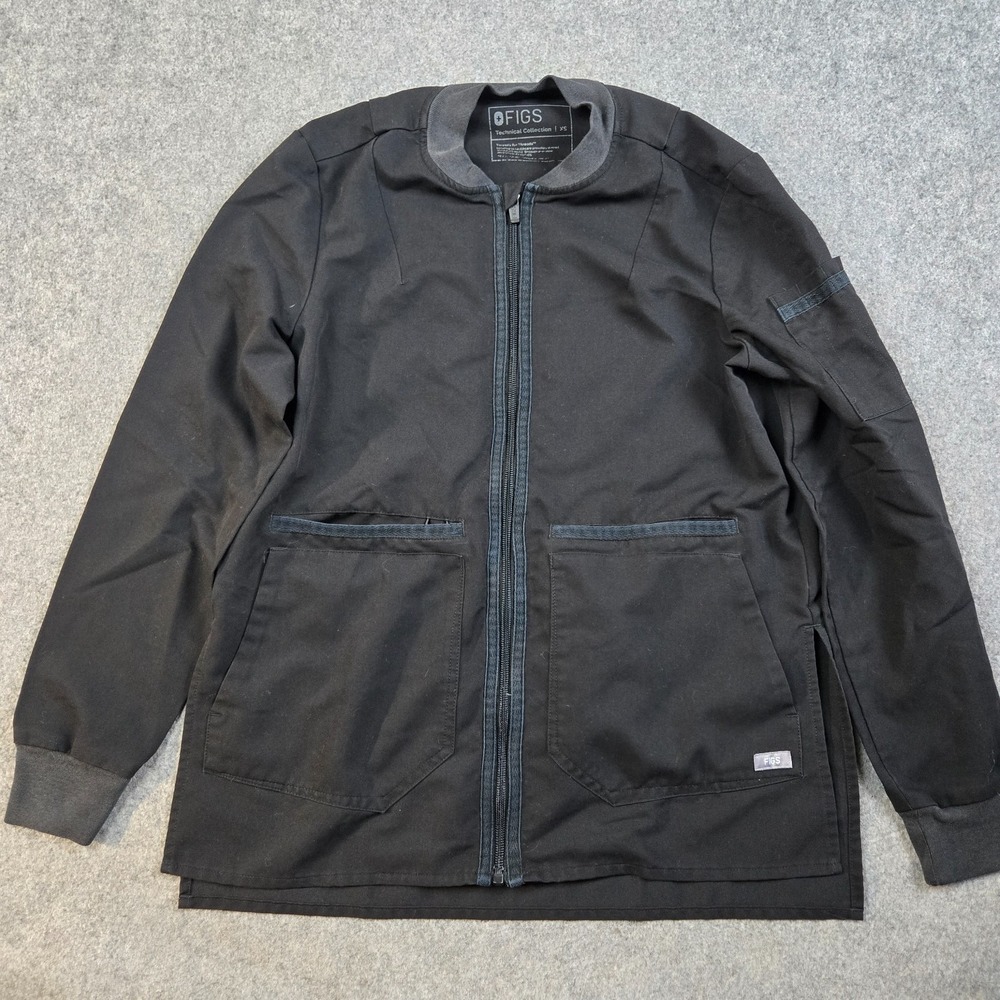 Figs Bellery Scrub Jacket Womens Size XS Black Full Zip Technical Collection